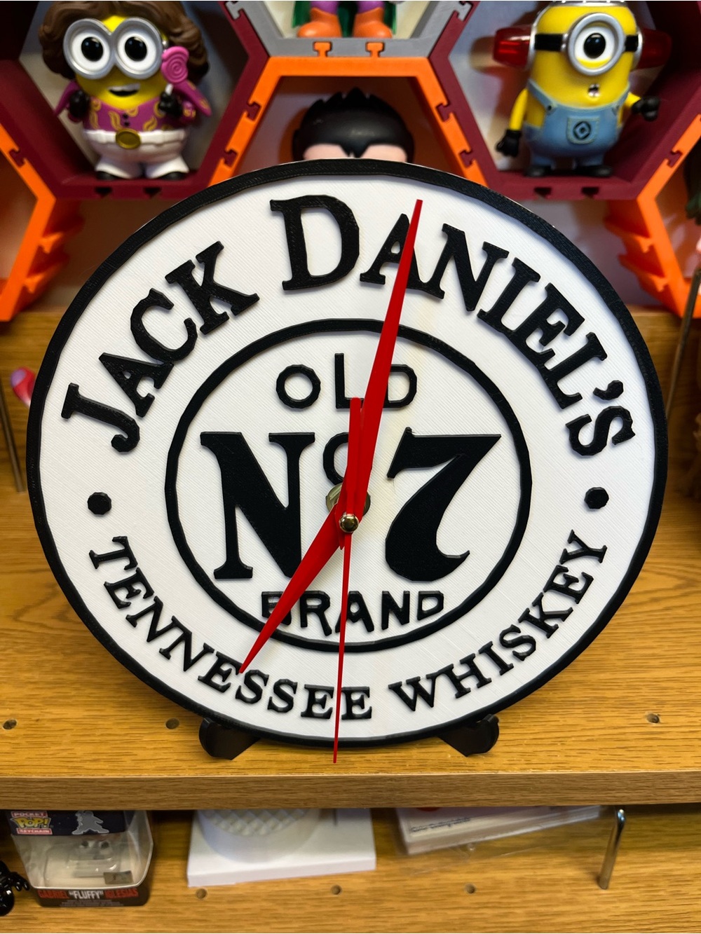 Jack Daniels White & Black Clock Wall Decor with Red Hands
